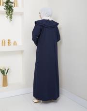 yaka detaylı yazlık elbi̇se asm229 lacivert 4