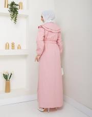 yaka detaylı yazlık elbi̇se asm229 pudra 4