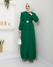 yaka detaylı yazlık elbi̇se asm229 zümrüt 3