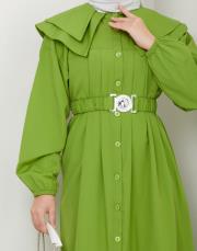 yaka detaylı yazlık elbi̇se asm229 fıstık yeşili 3