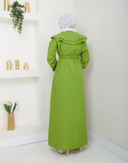 yaka detaylı yazlık elbi̇se asm229 fıstık yeşili 4