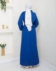 beli̇ kemerli yazlık elbi̇se asm232 indigo 3