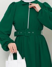 beli̇ kemerli yazlık elbi̇se asm232 zümrüt 3