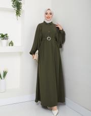 balon kol yazlık elbise asm140 haki 2