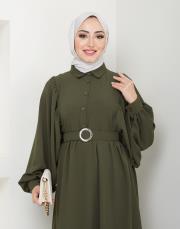 balon kol yazlık elbise asm140 haki 5