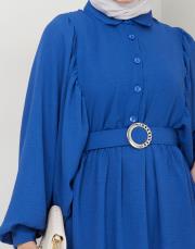 balon kol yazlık elbise asm140 indigo 5