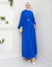 balon kol yazlık elbise asm140 mavi