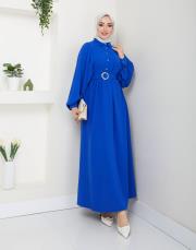 balon kol yazlık elbise asm140 mavi 2