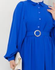 balon kol yazlık elbise asm140 mavi 5