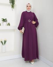 balon kol yazlık elbise asm140 mor