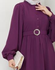 balon kol yazlık elbise asm140 mor 4