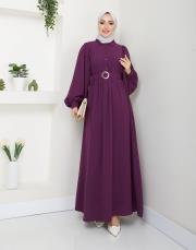 balon kol yazlık elbise asm140 mor 6