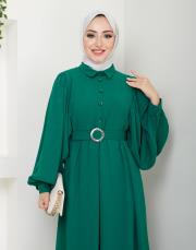 balon kol yazlık elbise asm140 zümrüt 4