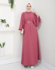 balon kol yazlık elbise asm140 gül 2