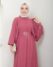 balon kol yazlık elbise asm140 gül 4