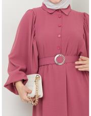 balon kol yazlık elbise asm140 gül 6