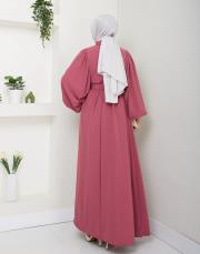 balon kol yazlık elbise asm140 gül 7