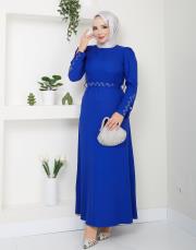 krep kol detaylı yazlık elbise asm174 saks 2