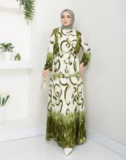 desenli viscon yazlık elbise asm208 haki