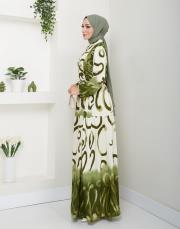 desenli viscon yazlık elbise asm208 haki 4