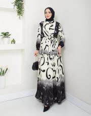 desenli viscon yazlık elbise asm208 siyah