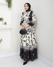 desenli viscon yazlık elbise asm208 siyah 2