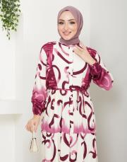 desenli viscon yazlık elbise asm208 bordo 4