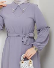 yaka detaylı elbise asm244 gri 4