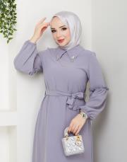 yaka detaylı elbise asm244 gri 5