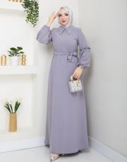yaka detaylı elbise asm244 gri 6