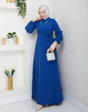 yaka detaylı elbise asm244 indigo