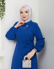 yaka detaylı elbise asm244 indigo 4