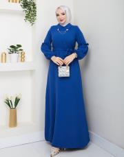 yaka detaylı elbise asm244 indigo 6