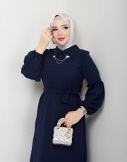 yaka detaylı elbise asm244 lacivert 5