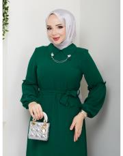 yaka detaylı elbise asm244 zümrüt 8
