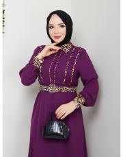 leopar desen gömlek asm246 mürdüm 6