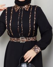 leopar desen gömlek asm246 siyah