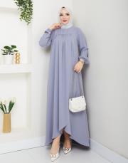 dubai kumaş yazlık elbise asm157 gri