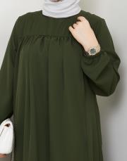 dubai kumaş yazlık elbise asm157 haki 3