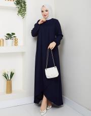 dubai kumaş yazlık elbise asm157 lacivert 3