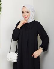 dubai kumaş yazlık elbise asm157 siyah 3