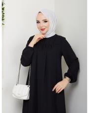 dubai kumaş yazlık elbise asm157 siyah 4