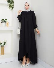 dubai kumaş yazlık elbise asm157 siyah 5
