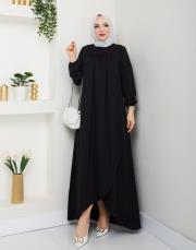 dubai kumaş yazlık elbise asm157 siyah 7