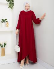 dubai kumaş yazlık elbise asm157 bordo