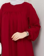 dubai kumaş yazlık elbise asm157 bordo 3