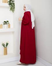 dubai kumaş yazlık elbise asm157 bordo 5