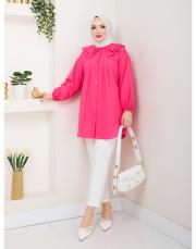 yaka detaylı yazlık tunik asm228 fuşya