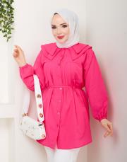 yaka detaylı yazlık tunik asm228 fuşya 3