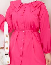 yaka detaylı yazlık tunik asm228 fuşya 4